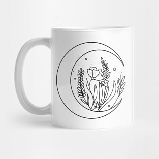 Minimal Floral Crescent Moon Mug